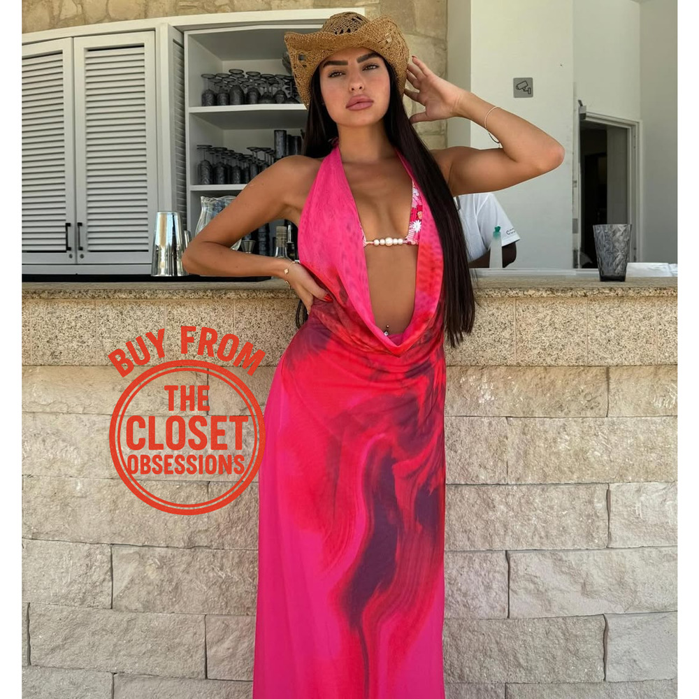 LAST ONE! ZARA Fuchsia Open Back Midi Dress NWT | Blogger Fave Halter Neck - Picture 9 of 16